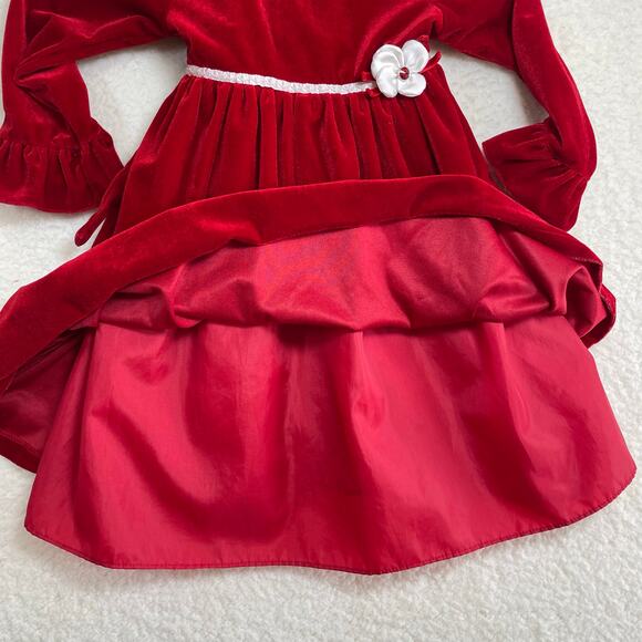Good Lad Girls Red Velvet Christmas Dress Sz 6 Peter Pan Collar Holiday Vintage - Picture 10 of 10